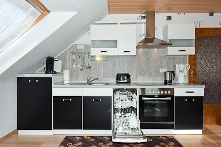 Ferienwohnung 1 - Wohnzimmer mit integriertem Küchenbereich