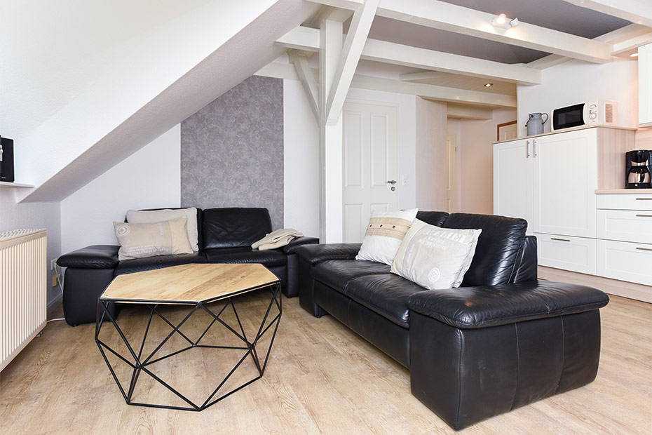 Ferienwohnung Erlenwohnung - Wohnzimmer mit integriertem Küchenbereich