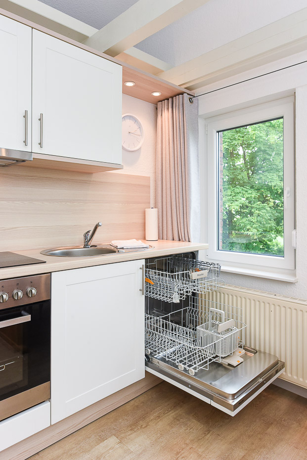 Ferienwohnung Erlenwohnung - Wohnzimmer mit integriertem Küchenbereich