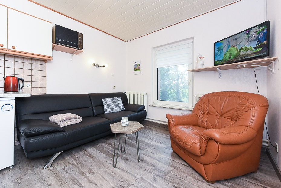 Ferienwohnung „West“ - Wohnzimmer mit integriertem Küchenbereich