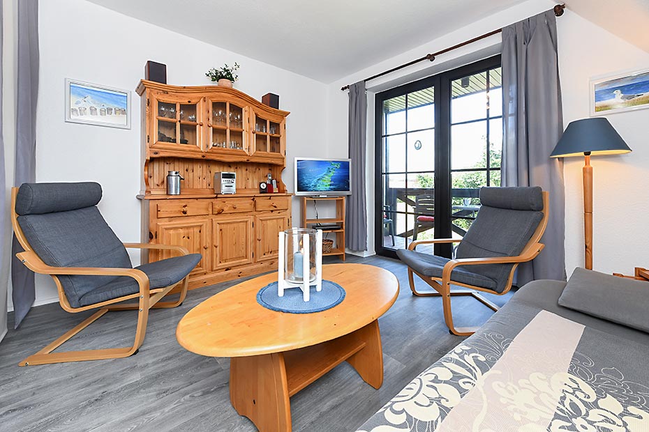 Ferienwohnung „Seepferdchen“ - Wohnraum mit integrierter Küche