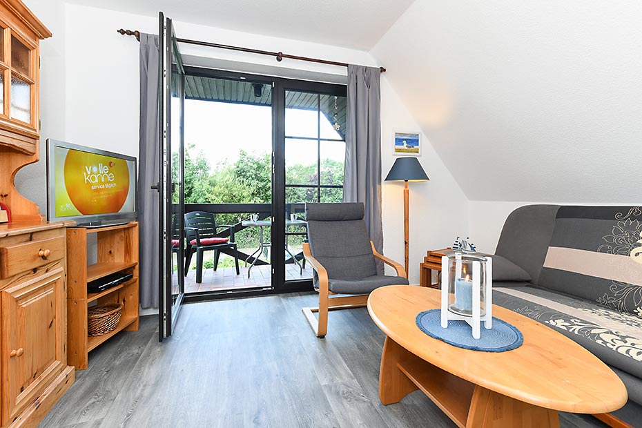 Ferienwohnung „Seepferdchen“ - Wohnraum mit integrierter Küche