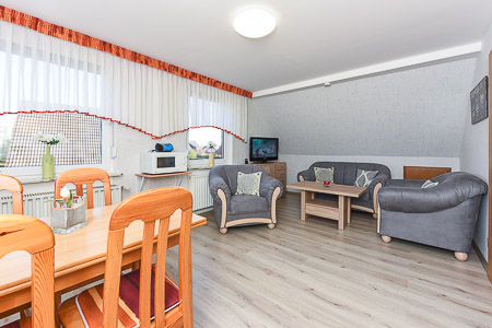 Ferienwohnung - Wohnzimmer mit integriertem Küchenbereich