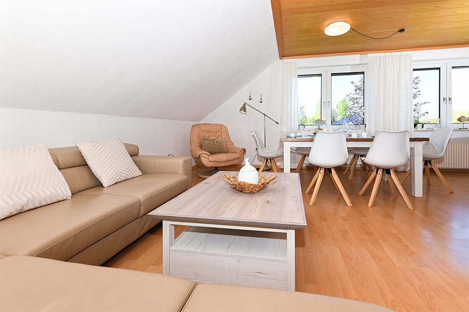 Ferienwohnung „Rotbuche“ - Wohnzimmer mit integriertem Küchen- und Essbereich