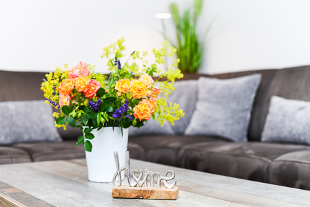 Ferienwohnung 1 - Wohnzimmer mit integriertem Küchenbereich