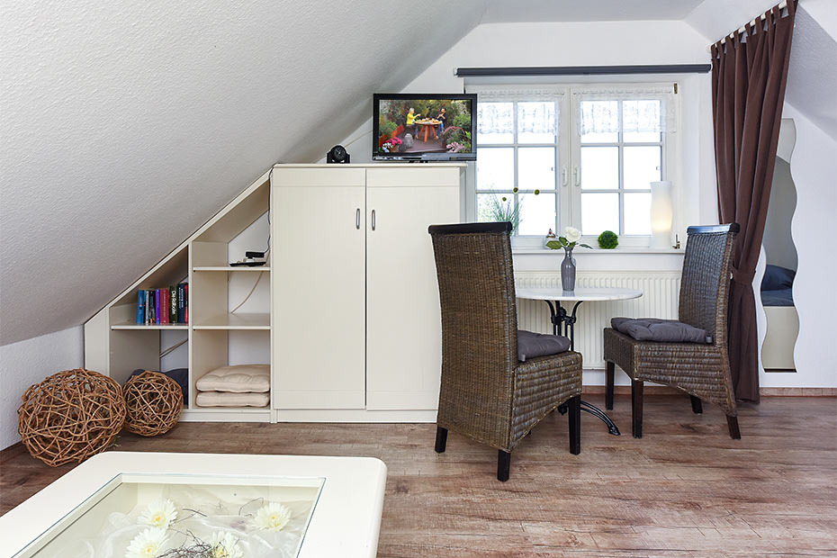 Ferienwohnung „Schwalbennest“ - Wohnraum mit integrierter Küche