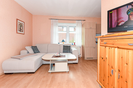 Ferienwohnung 3 - Wohnzimmer mit integriertem Küchenbereich