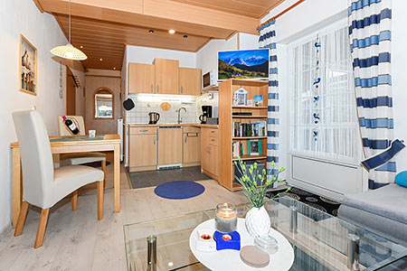 Ferienwohnung 2 - Wohn- und Schlafraum mit integriertem Küchenbereich