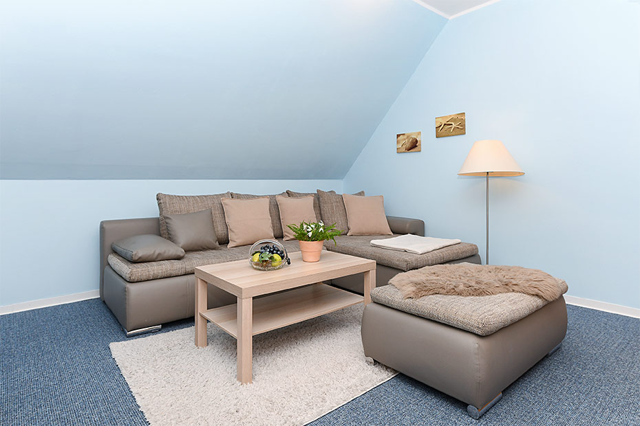 Ferienwohnung 1 - Wohnzimmer mit integriertem Küchenbereich