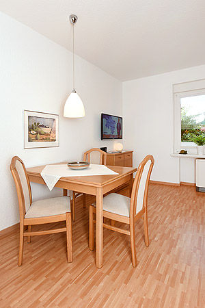 Ferienwohnung 1 - Wohnzimmer mit integriertem Küchenbereich