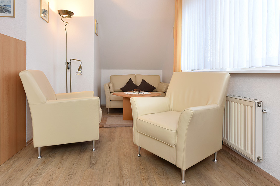 Ferienwohnung „Nordlicht“ - Wohnzimmer mit integriertem Küchenbereich