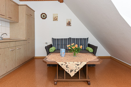 Ferienwohnung III - Wohnzimmer mit integriertem Küchenbereich