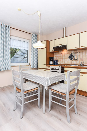 Ferienwohnung „Fichte“ - Wohnzimmer mit integriertem Küchenbereich