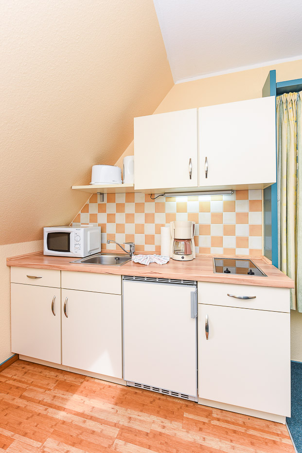 Ferienwohnung „Seeadler“ - Wohnzimmer mit integriertem Küchenbereich