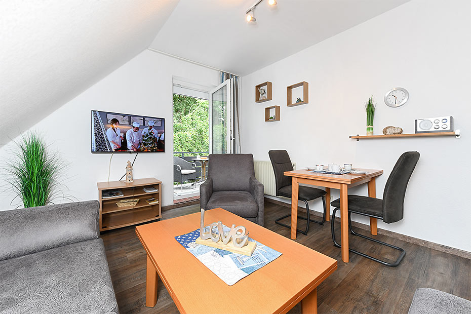 Ferienwohnung 12 - Wohnraum mit integrierter Küche