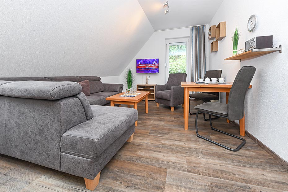 Ferienwohnung 12 - Wohnraum mit integrierter Küche