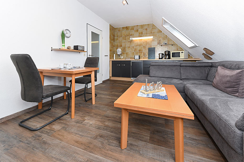 Ferienwohnung 12 - Wohnraum mit integrierter Küche