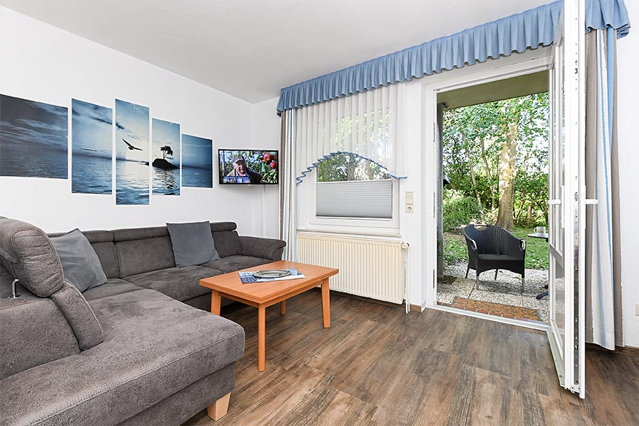 Ferienwohnung 14 - Wohnraum mit integrierter Küche