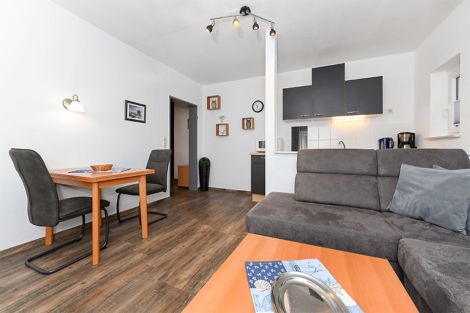 Ferienwohnung 14 - Wohnraum mit integrierter Küche