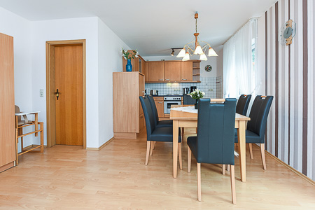 Ferienwohnung 1 - Wohnzimmer mit integriertem Küchenbereich