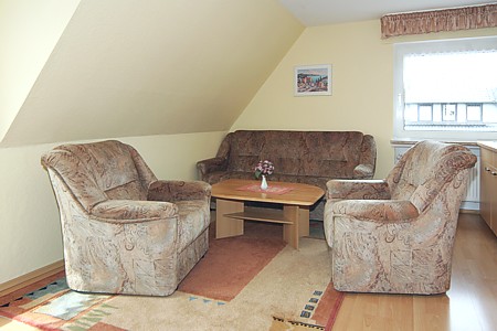 Ferienwohnung 4 - Wohnzimmer mit integriertem Küchenbereich