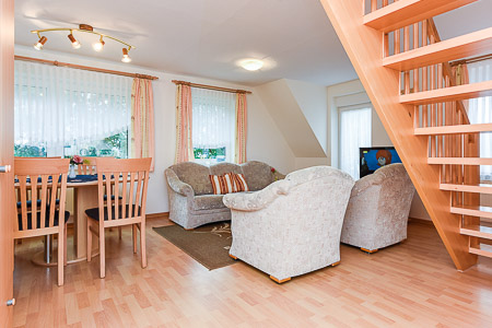 Ferienwohnung 5 - Wohnzimmer mit integriertem Küchenbereich