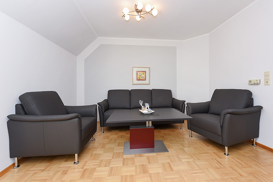 Ferienwohnung „oben links“ - Wohnzimmer mit integriertem Küchenbereich