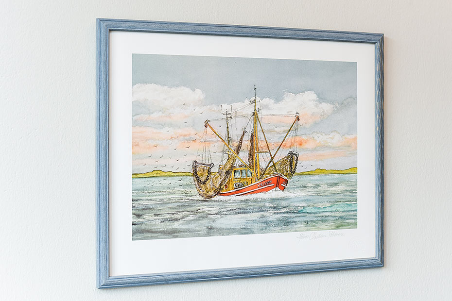 Ferienwohnung „oben mitte“ - Wohnzimmer mit integriertem Küchenbereich