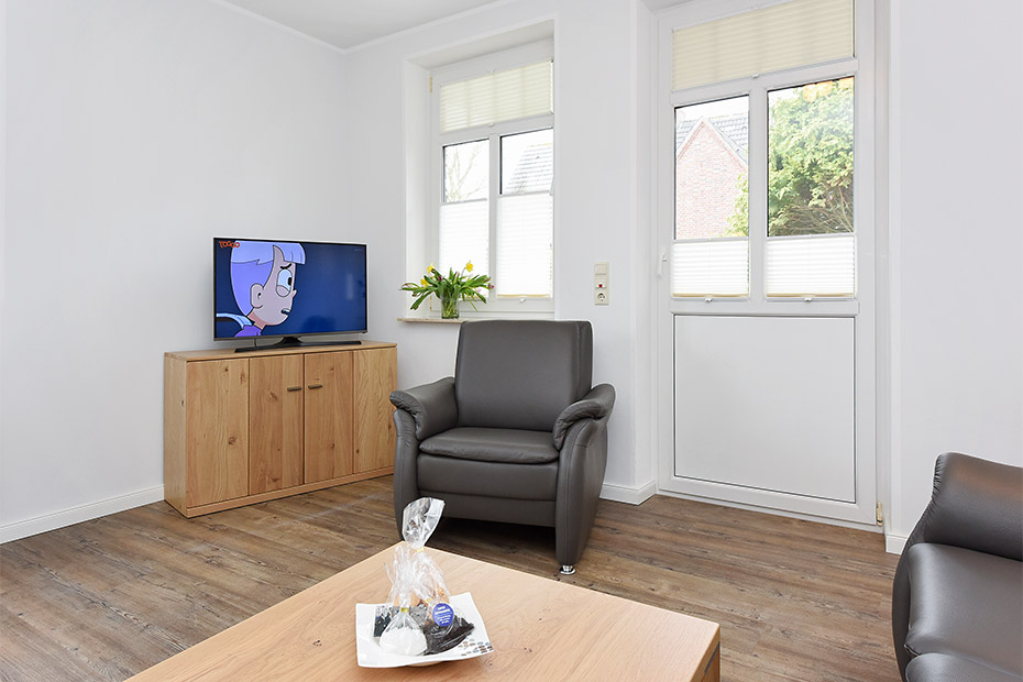 Ferienwohnung „unten links“ - Wohnzimmer mit integriertem Küchenbereich