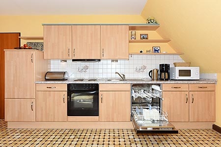 Ferienwohnung „Landblick“ - Wohnzimmer mit integriertem Küchenbereich