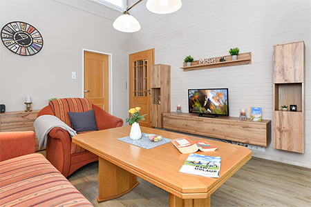 Ferienhaus „Andrea“ - Wohnzimmer mit integriertem Küchenbereich