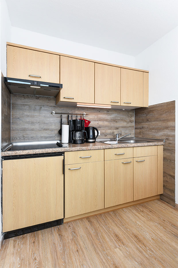 Ferienwohnung „Knurrhahn“ - Wohnraum mit integrierter Küche