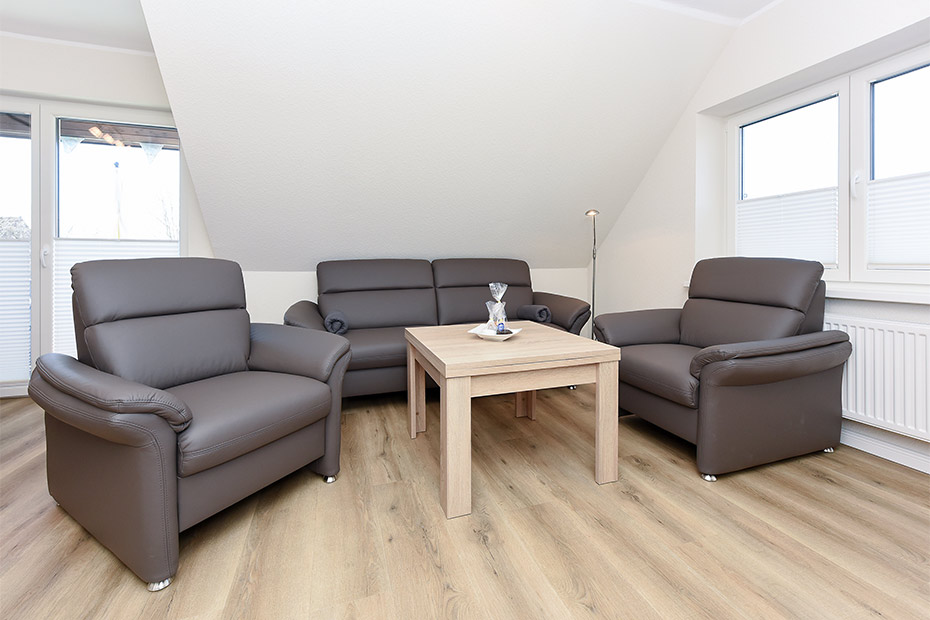 Ferienwohnung „oben links“ - Wohnzimmer mit integriertem Küchenbereich