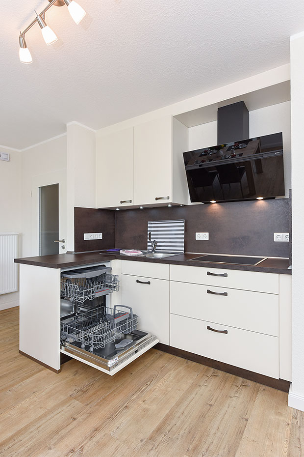 Ferienwohnung „oben rechts“ - Wohnzimmer mit integriertem Küchenbereich