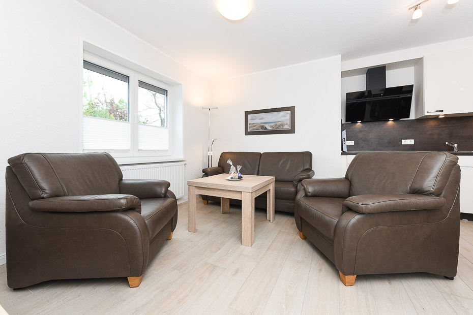 Ferienwohnung „unten links“ - Wohnzimmer mit integriertem Küchenbereich