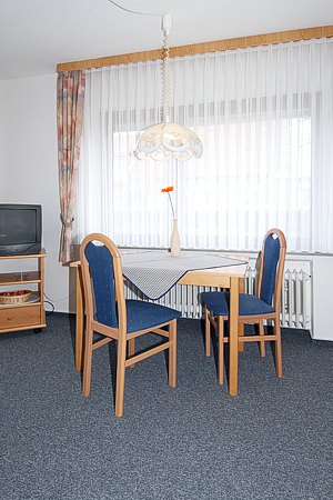 Ferienwohnung 1 - Wohnzimmer mit integriertem Küchenbereich