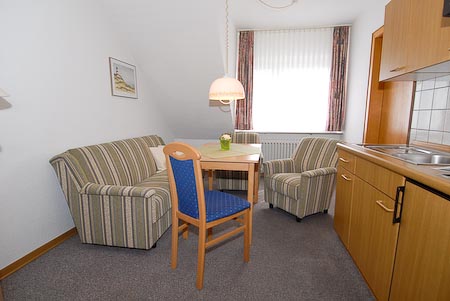 Ferienwohnung 5 - Wohnzimmer mit integriertem Küchenbereich