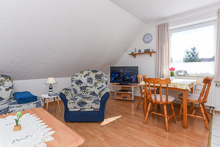 Ferienwohnung „Süd“ - Wohnzimmer mit integriertem Küchenbereich