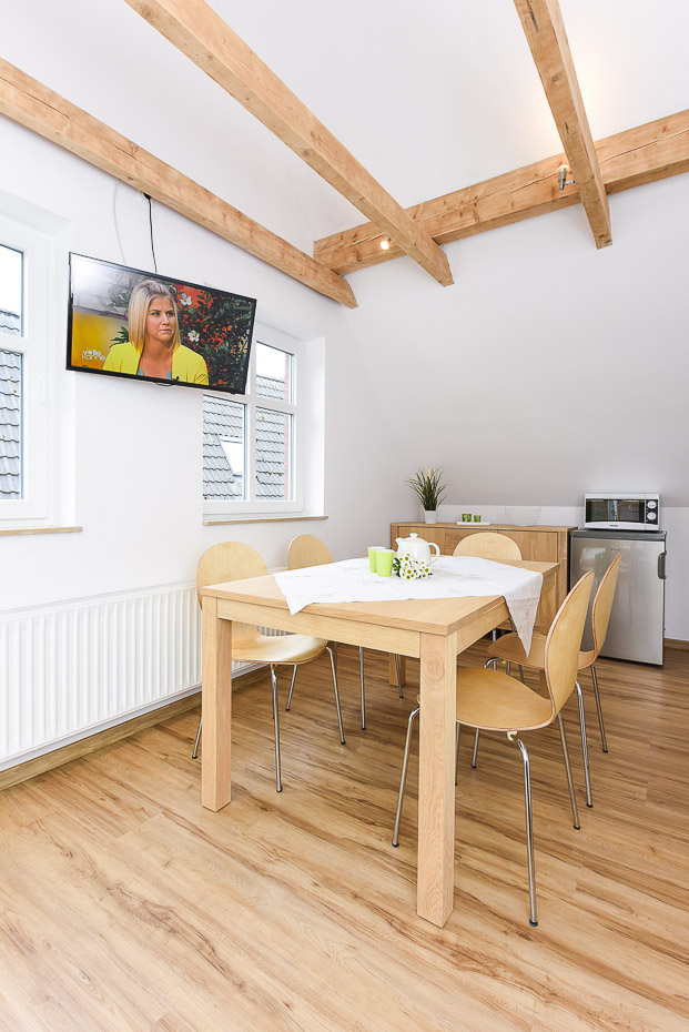 Ferienwohnung „Flut“ - Wohnzimmer mit integriertem Küchenbereich