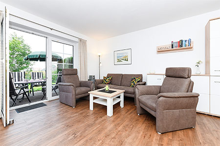 Ferienwohnung - Wohnzimmer mit integriertem Küchenbereich