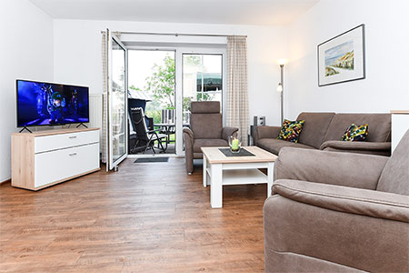 Ferienwohnung - Wohnzimmer mit integriertem Küchenbereich