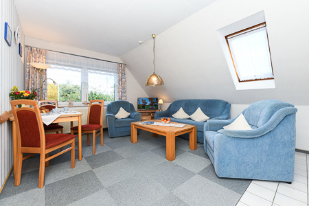 Ferienwohnung 3 - Wohnzimmer mit integriertem Küchenbereich