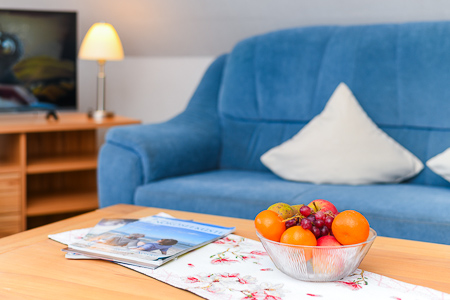 Ferienwohnung 3 - Wohnzimmer mit integriertem Küchenbereich