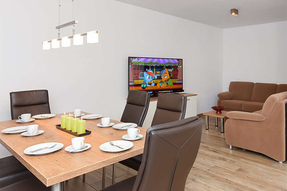 Ferienhaus „Nordseegold“ - Wohnraum mit integrierter Küche