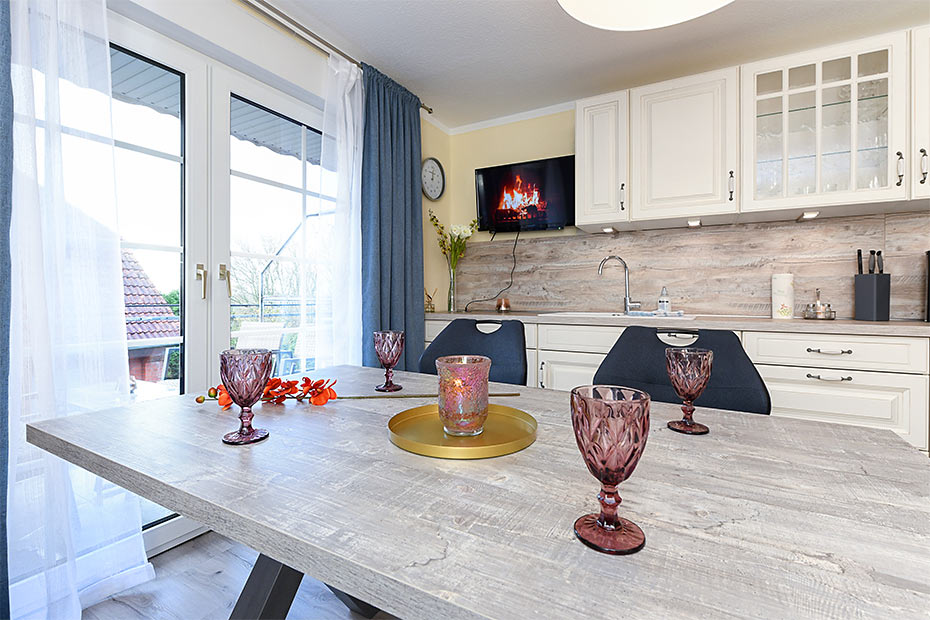 Ferienwohnung 3 - Wohnraum mit integrierter Küche