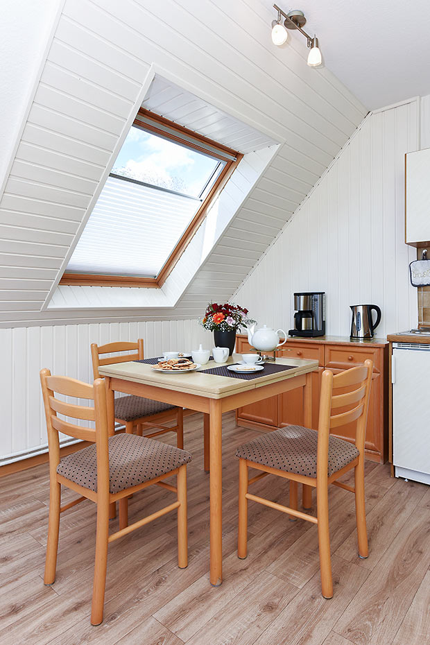 Ferienwohnung „oben links“ - Wohnzimmer mit integriertem Küchenbereich