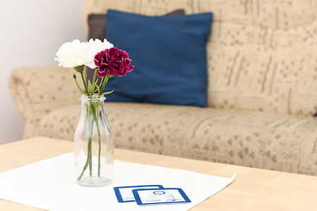 Ferienwohnung 2 - Wohnzimmer mit integriertem Küchenbereich