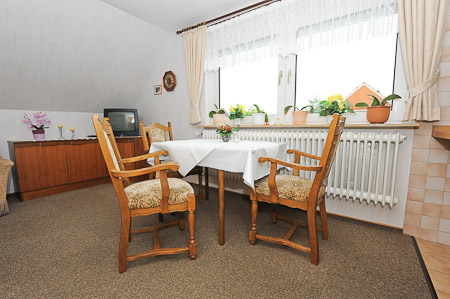 Ferienwohnung „Deich“ - Wohnzimmer mit integriertem Küchenbereich