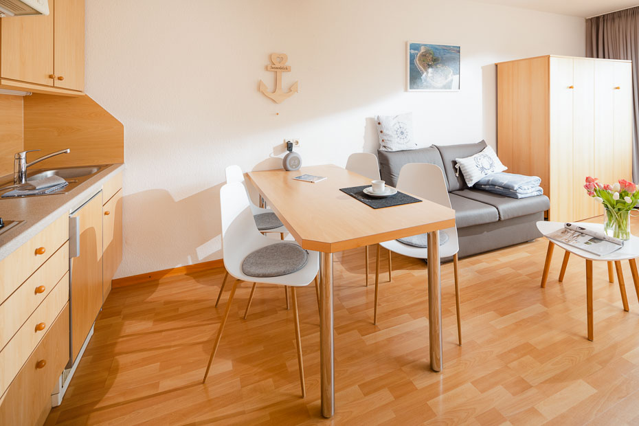 Apartment „Sonnenblick“ - Wohn- und Schlafraum mit integriertem Küchenbereich