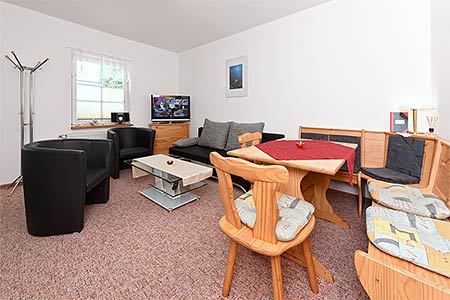 Ferienwohnung 1 - Wohnzimmer mit integriertem Küchenbereich